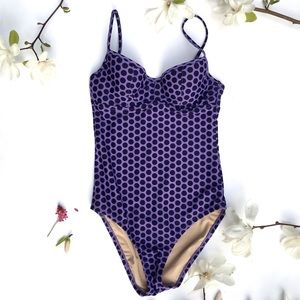 J. Crew purple polka dot one-piece swimsuit